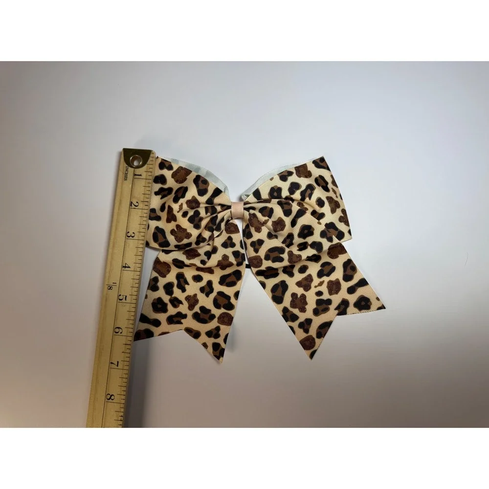 Large Leopard‎ Print Cheer Bow Ponytail Holder Dance Hair Accessory